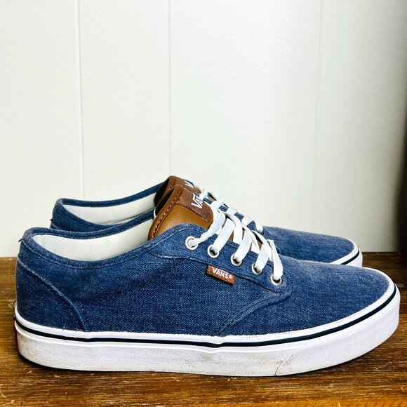 Vans Men's 10 Atwood Dress Blues (Enzyme Wash) White Low Tops Skateboard Trainer - Picture 1 of 5